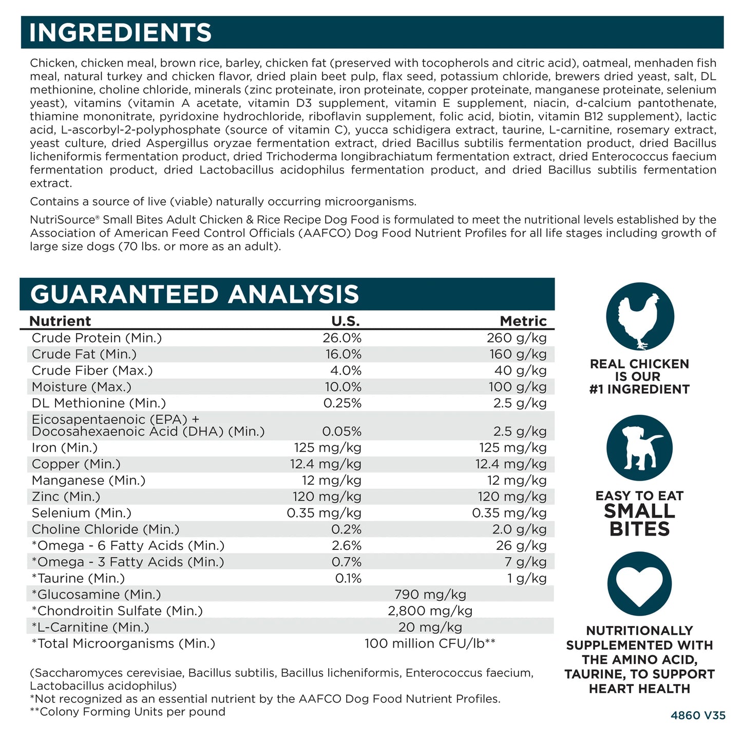 Nutrisource Bocados Pequeños de Pollo y Arroz Adulto