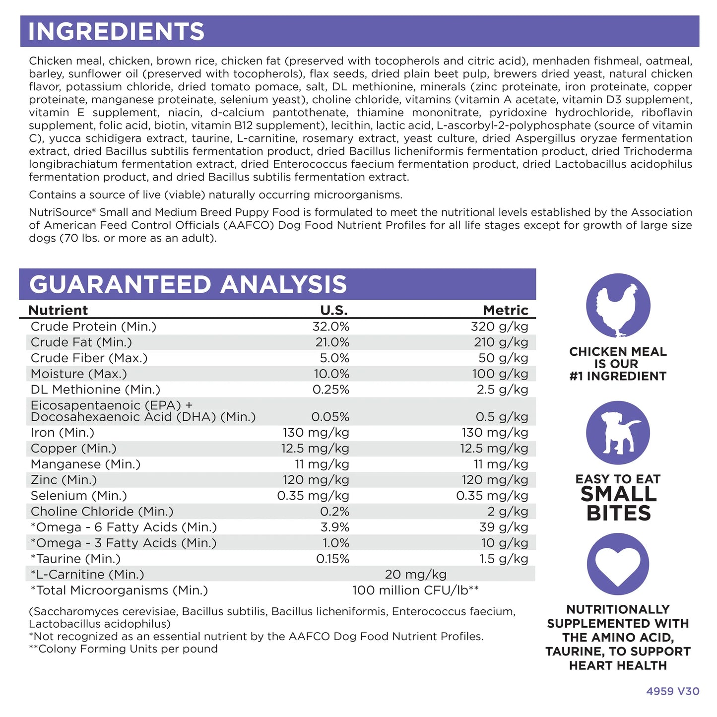 Nutrisource Cachorro Raza Pequeña y Mediana Pollo y Arroz