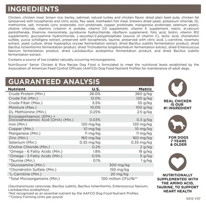 Nutrisource para Perro Mayor de Pollo y Arroz